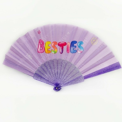Promotional Logo Solid Color Almeria Plastic Folding Fan