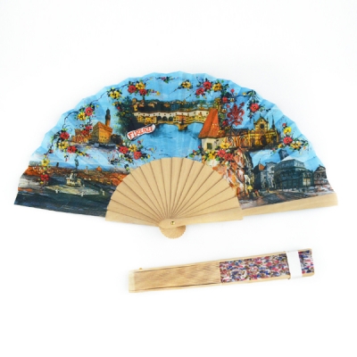 Colorful Flower Pattern Paiting Customized Wood Hand Fan