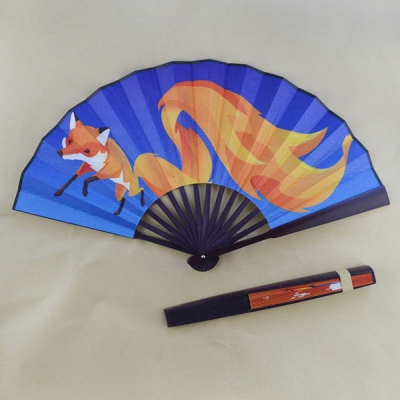 Firefox Promotional Fabric Bamboo Hand Fan