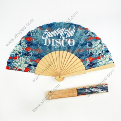 Customized Gift Promotional Logo Flower Wood Hand Fan